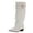 White, variant on Elegant Mid Calf Boots With Sleek Finish And Side Buckle Detail for Fall Wear
