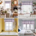 thumbnail image 5 of Purple Grey Stripes Valance Curtain Paint Peeling Effect Wood Texture Window Valances Rod Pocket Short Curtains Window Treatments for Kitchen Bedroom Bathroom Laundry 60" x 18", 5 of 9