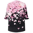 thumbnail image 4 of DeHolifer Womens Tops Casual V-Neck Shirts Floral Pritned Blouse Ruffle Tunics 3/4 Sleeve Lightweight T-Shirts Pink 2XL, 4 of 5