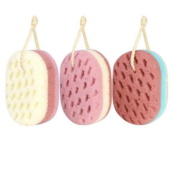 Kecuco 3 Esponjas De Baño Para Mujeres, Hombres, Adultos Y Niños. Esponja De Lufa Para Ducha, Esponja Corporal Para Lavado Corporal, Baño, Esponja Corporal, Accesorios De Baño (Tamaños Pequeños)