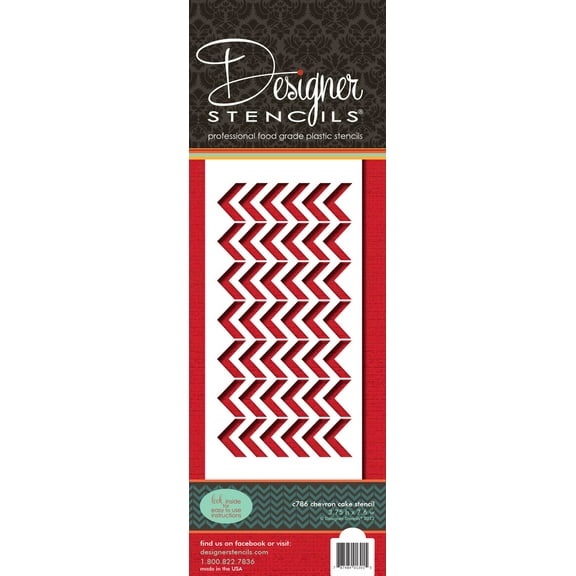 Designer Stencils Chevron Cake Side Stencil, Beige/Semi-Transparent