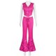thumbnail image 3 of Margot-Disfraz de Cosplay para mujer adulta, chaleco Rosa estrellado sin mangas, pantalones, traje de bufanda, trajes de fiesta de Halloween, Carnaval, 3 of 4