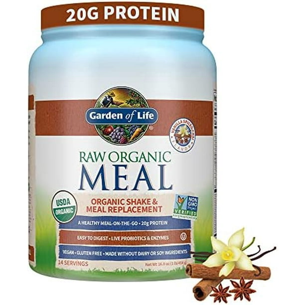 Garden of Life Meal Replacement Vanilla Chai Powder, 14 Servings, Organic Raw Plant Based