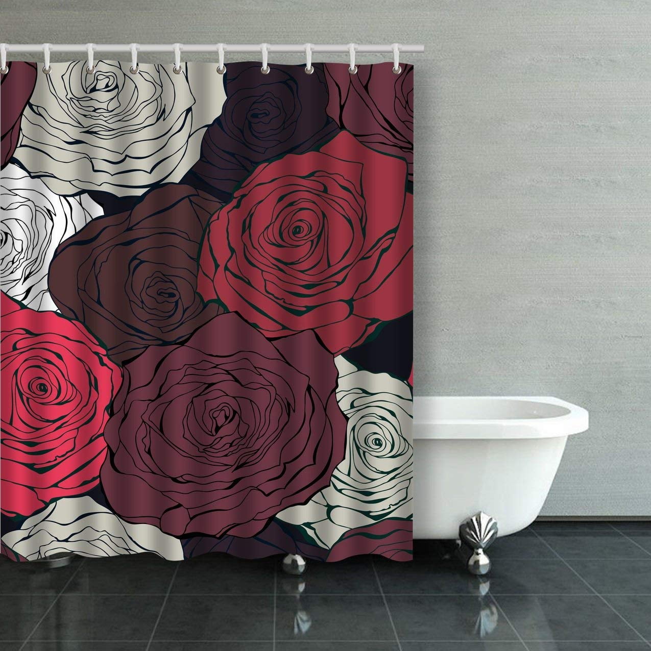 WOPOP Vintage Rose Shower Curtain Bathroom Curtain 60x72 inches