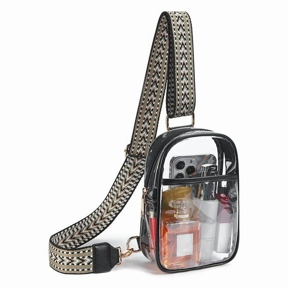 Clear Bags For Events With Extra-Long Straps, 4 Pockets Clear Crossbody Bags For Women Transparent PVC shoulder crossbody bag