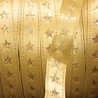 Gold Patriotic Stars Wired Craft Ribbon 0.5" x 54 Yards
