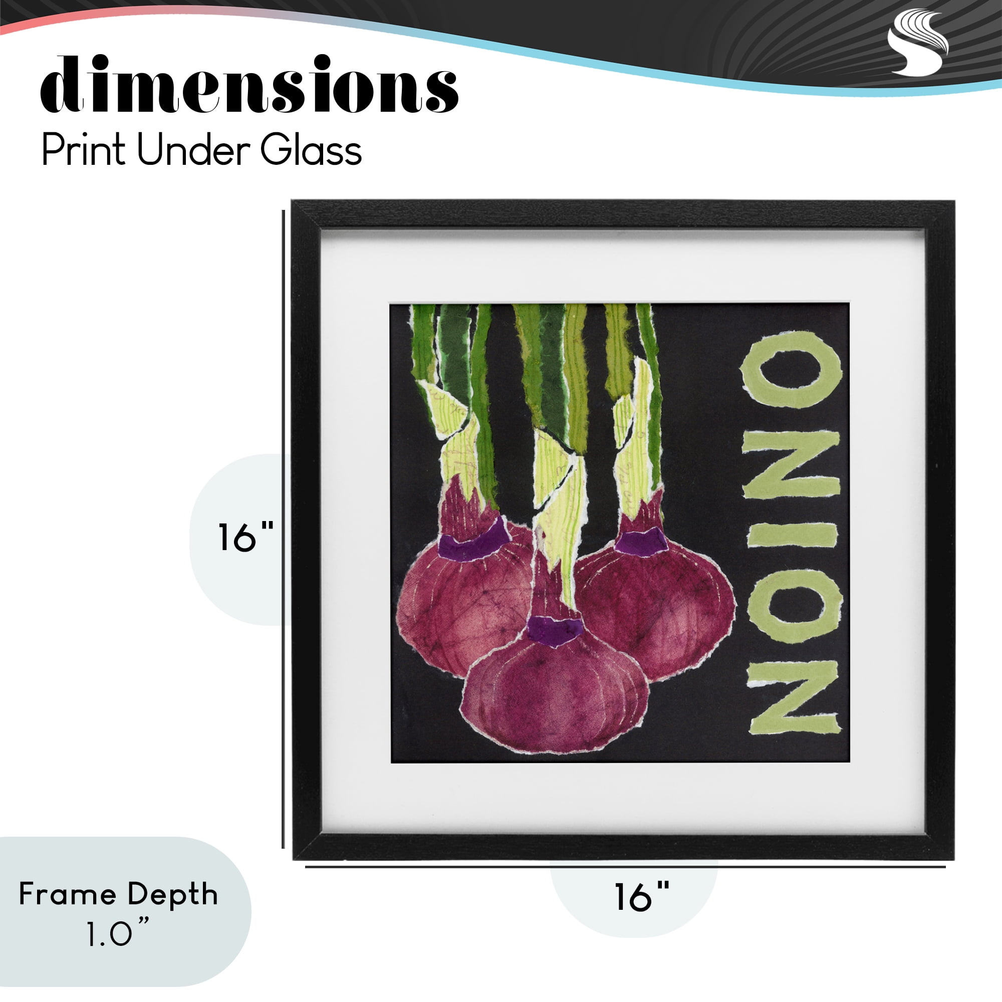 Stupell Industries Collaged Garden Onion Black Framed Print Under Glass, design by Nancy Overton