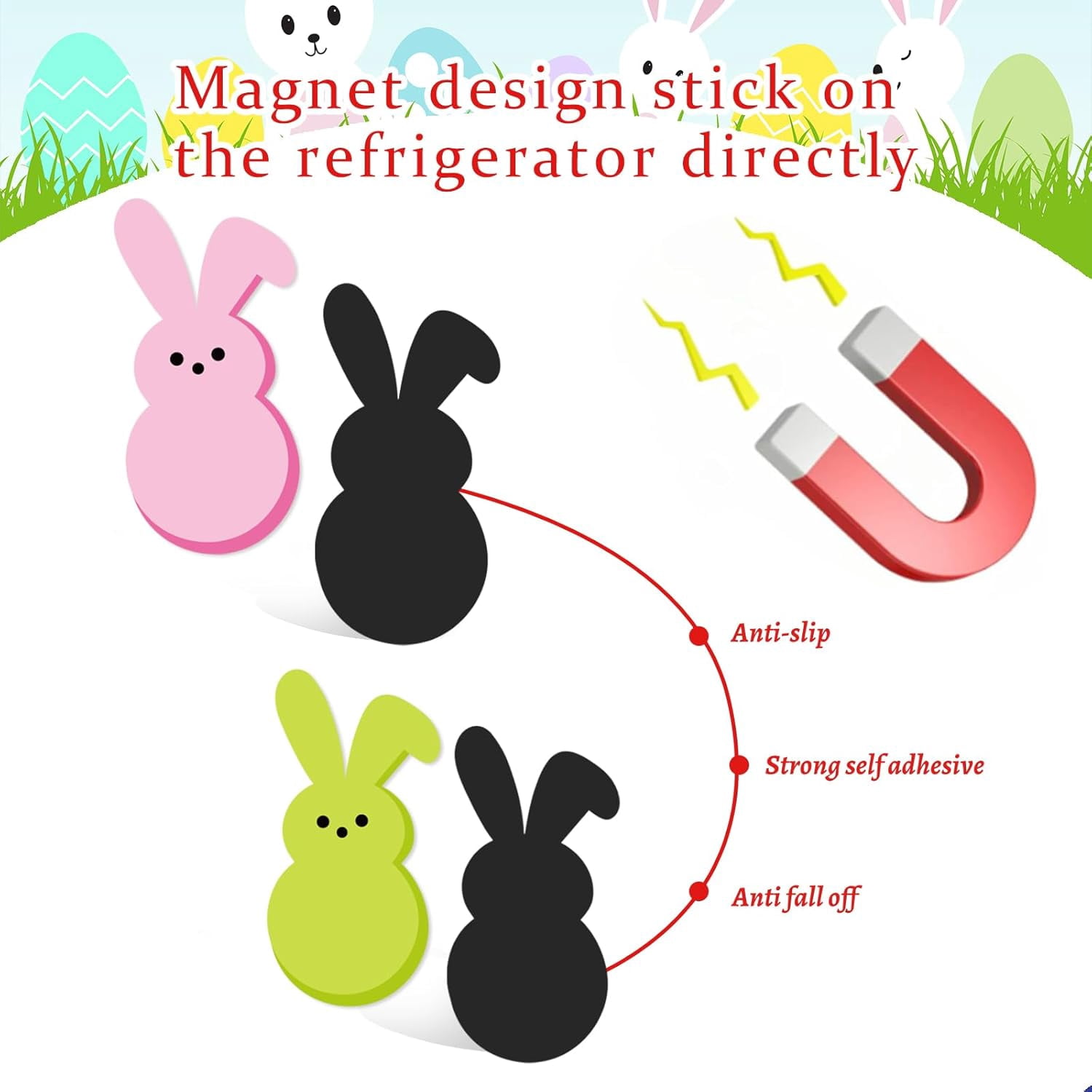 15 Pcs Easter Refrigerator Magnets Colorful Bunny Garage Magnets Cute Rabbits Magnetic Fridge Stickers for Spring Holiday Car Kitchen Metal Door Cabinets