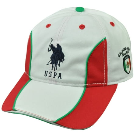 US Polo Association Assn Tonal Horse Mexico Flag Clip Buckle Relaxed Hat Cap