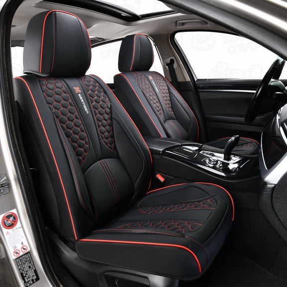 Fit for Buick Lacrosse 2009, Red Edge Car Seat Covers, Leather 5 Seats Full Set Anti-Slip Beautify Interior, Beautify the Interior of Old Cars