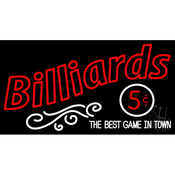 Billiards LED Neon Sign 13 x 24 - inches, Black Square Cut Acrylic Backing, with Dimmer - Bright and Premium built indoor LED Neon Sign for wall décor, arcarde, and storefront.