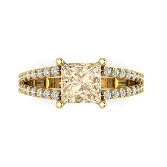 Solitaire with Accents Engagement Ring for Women - 2.48ct Natural Morganite in 18K Yellow Gold Promise Ring