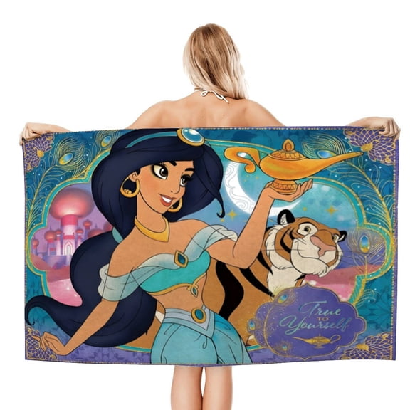 Jasmine Beach Towel, 30.7x51 inches Oversized Microfiber, Soft, Quick Dry, Sand Free, Ideal for Bath, Pool, Travel, Gifts for Men, Boys, Teens