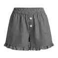 thumbnail image 6 of CHGBMOK Womens Linen Striped Shorts Ruffle Casual Athletic Shorts Comfy Short Pants with Pockets Summer Beach Vacation Outfits, 6 of 6