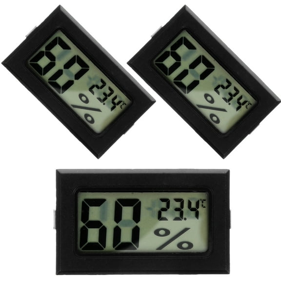 NOXIANG Mini Digital Thermometer Hygrometer for Indoor Climate Control, Black, 3 Pieces