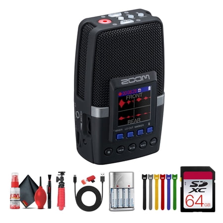 Zoom H2essential Multi-Mic 32-Bit Float Handy Recorder Bundle With BTA-1 Bluetooth Adapter + Extreme PRO 64GB Memory Card + USB Card Reader