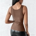 thumbnail image 3 of Women's U Neck Seamless Shapewear Tank Top – Built-in Padded Bra High Stretch Sleeveless Slim Fit Camisole for Daily & Casual Wear Coffee XXXL, 3 of 8
