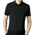 thumbnail image 3 of Camisa de Manga Corta para Hombres, Suéter con Solapa Informal, Cómoda Suelta, Ropa de Calle Informal para Hombre, Camisa de Vestir de Manga Corta Par negro Yinane camisa de rayas, 3 of 8