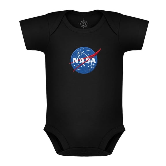 Creative Knitwear Infant Boys & Girls Black Bodysuit with NASA-Inspired Embroidery – Short Sleeve, Snap Closure, 0-3M to 12M
