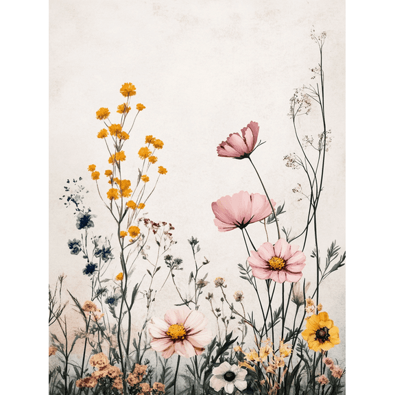 Romantic Wildflower Canvas Print/Wall Art， Perfect for Bedroom， Living Room， Dining Room， Bathroom， and Office Decor.