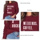 thumbnail image 4 of Sudadera informal de cuello redondo para mujer, de manga larga, holgada, con letras estampadas, color rojo vino, talla M, para primavera/otoño, 4 of 5