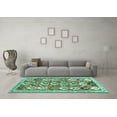 thumbnail image 3 of Ahgly Company Machine Washable Indoor Round Abstract Turquoise Blue Contemporary Area Rugs, 8' Round, 3 of 4
