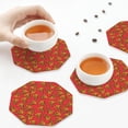 thumbnail image 4 of Leather Coasters with Heat-resistant for Drinks, Cute Pizza Red -标题2 Octagon, 4 of 5
