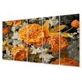 thumbnail image 2 of Designart "Orange Grey Marigold Brilliance Vibrant Blooms" Floral Metal Wall Decor Set, 2 of 5