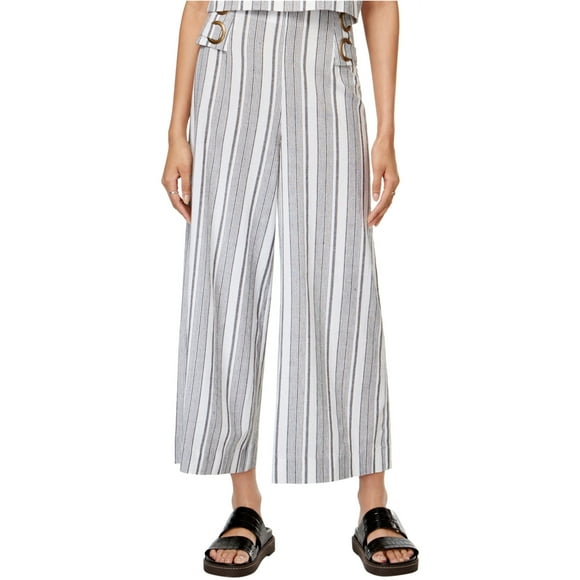 Minkpink Women's Striped Wide Leg Casual Pants, Black, Medium