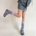 thumbnail image 2 of Kmbangi Women's Rib Knit Leg Warmers Cute Knee High Socks Boot Cuffs Two Tone Stockings with Button Decor, 2 of 2