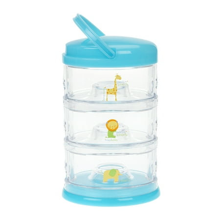 Baby Snack Tray - Innobaby Packin' Smart Stackable and Portable Storage System for Formula, Baby Snacks and more. 3 Stackable Cups in Blueberry Sorbet. BPA Free.