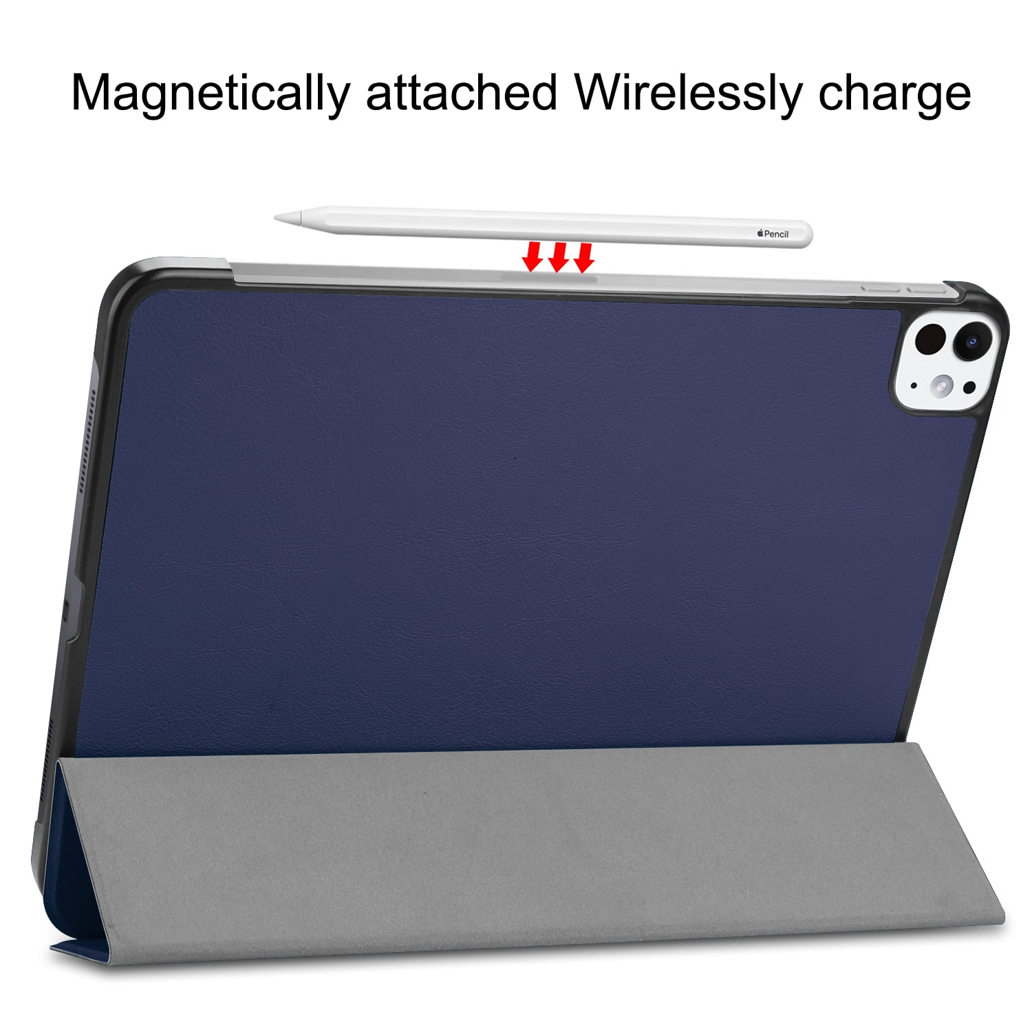 SaniMore for Apple iPad Pro 11 (2024) Case, Auto Sleep/Wake, Rugged PC Case with Tri-Fold Kickstand [Support iPad 1st/3rd Pencil Charging]  Shockproof Protective Case for Women Men, Darkblue