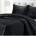thumbnail image 4 of Tribeca Living Florence Velvet Oversized Solid Quilt Set King Black, 4 of 5