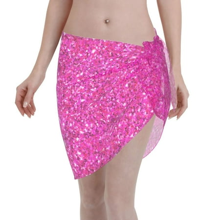 Ocsxa Rose Red Glitter Print Sarong Coverups For Women Bathing Suit Wrap Swimsuit Skirt Beach Bikini Cover Up Swimwear