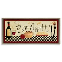 Stupell Industries Bon Appetit Traditional Kitchen Food & Beverage Painting Brown Floater Framed Canvas Art Print Wall Art, 31 x 14