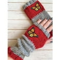 thumbnail image 2 of Skpblutn Glove Handmade Hook Woolen Flower Small Cotton Hand Warm Gloves Red One Size, 2 of 2