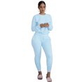 thumbnail image 1 of Ensemble de Manches Longues Solides Fluorescentes Classique Col Rond Serré Haut Plissé Slim Fit Pantalon d'Exercice, 1 of 1