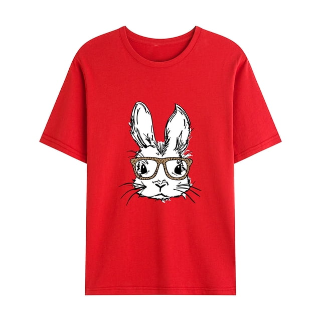 T-Shirt Décontracté pour Hommes à Col Rond Imprimé de Pâques Manches Courtes