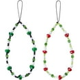 thumbnail image 1 of 2 correas para teléfono con cuentas de hongo rojo y verde, de cristal desmontable, hechas a mano, con cordón corto, cadena de cuentas antipérdida, llavero, correas de muñeca, accesorios para pulseras., 1 of 9