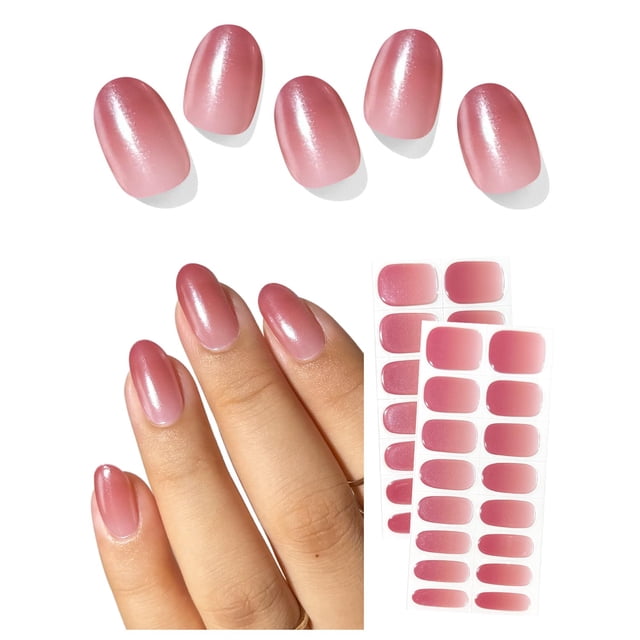 Tiras de gel para uñas AutyAmee, semicuradas, cromado y rojo carmín, 30 unidades
