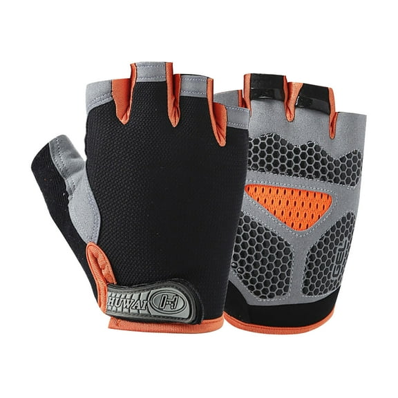 Cailmei Sports Fitness Half Finger Gloves Cycling Mountaineering Workout Gloves Orange Xl