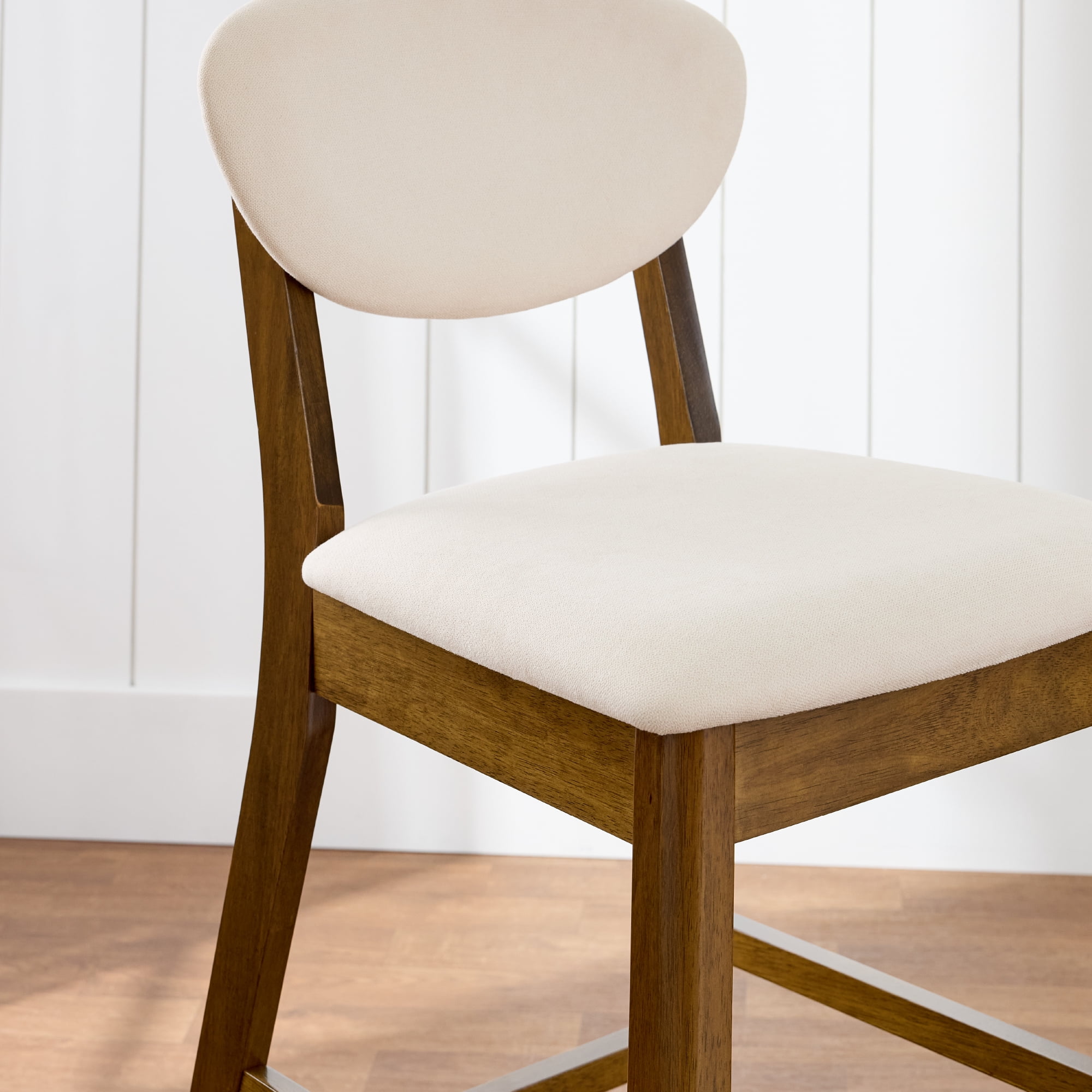 Best Choice Products Set of 2 Counter-Height Bar Stools, Armless W/Upholstered Seat Cushion & Backrest - Walnut/Cream