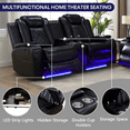 thumbnail image 6 of Leather Recliner Sofa Set with LED Lights,Power Reclining Loveseat with Double Recliners/Storage Console/Cup Holder for Living Room/Home Theater(Loveseat,Black), 6 of 6