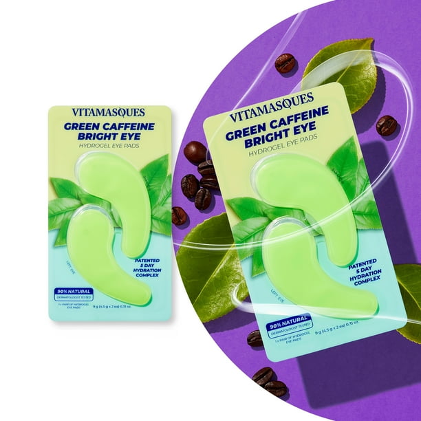 Vitamasques Green Caffeine Bright Eye Hydrogel Eye Pads, One Pair
