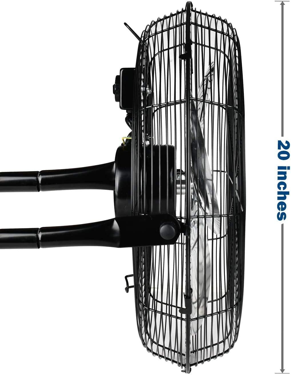 HealSmart 3-Speed High Velocity Heavy Duty Metal Industrial Floor Fans Oscillating Quiet for Home, Commercial, Residential, and Greenhouse Use, Outdoor and Indoor, Black, 20"