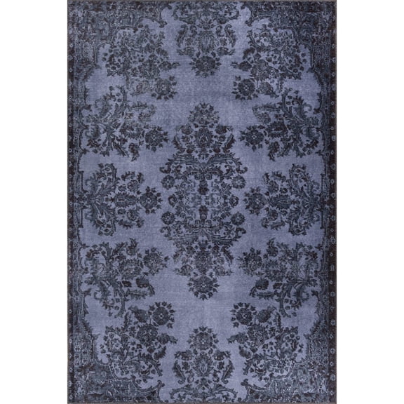 Preston Blue Oriental Polyester Digital Print Decorative Area Rug