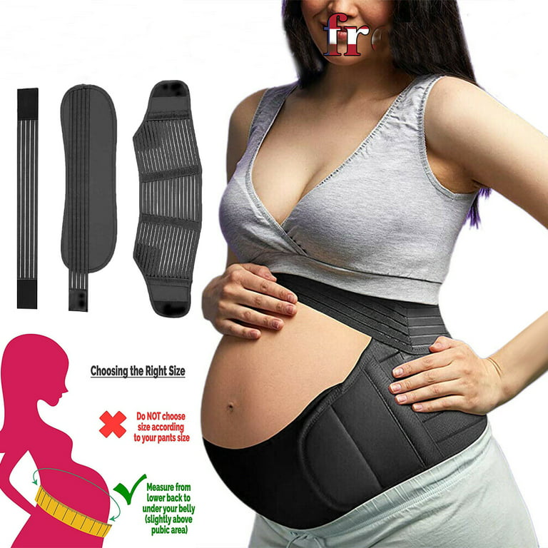 Frii Pregnancy Support Maternity Belt，Double Support Back/ Abdomen Brace,  Shoulder Strap Lumbar Adjustable, Black-xl, XL-【45.3” —51.3”】