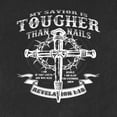 thumbnail image 3 of Wild Bobby, My Savior Is Tougher Than Nails Revelation 1:18, Inspirational Christian, Women Tri-Blend Racerback Tank Top, Vintage Black, Small, 3 of 5