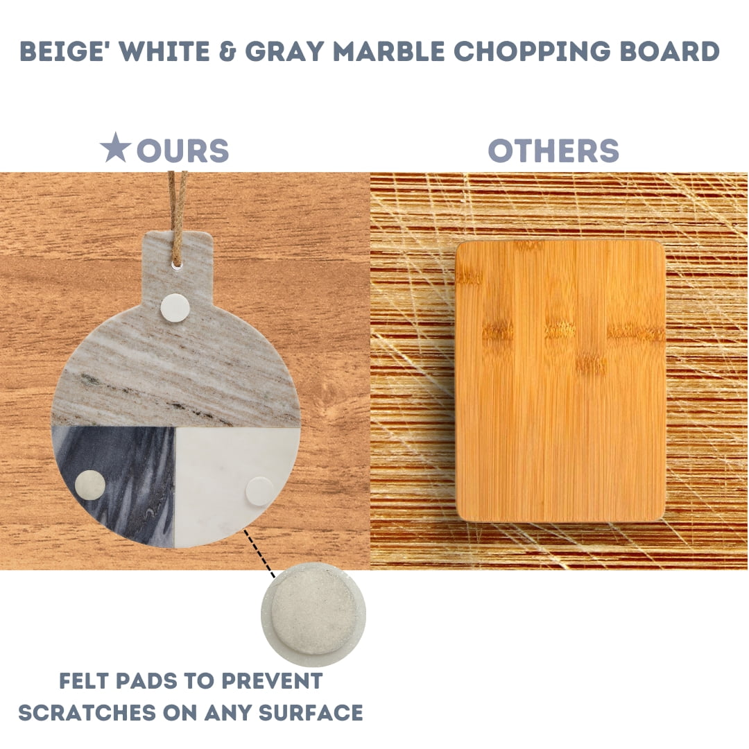 Lexi Home Real Marble Charcuterie Cutting Board - White and Grey