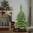 thumbnail image 4 of Artificial Christmas Tree, 8ft Pre-Lit Christmas Tree with 500 Warm White LED Lights, 1307 PE+PVC Tips, Realistic Layered Look, Unique Wooden Base - Full Artificial Holiday Tree for Home Decor, 4 of 11